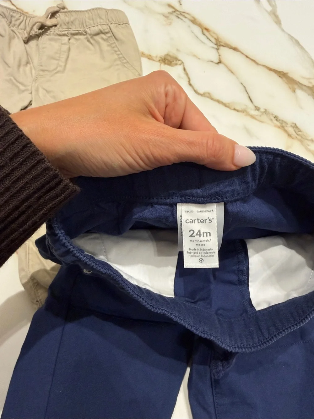Carter’s Kids Elastic-Waist Jogger Pants - Navy and Khaki 24mths